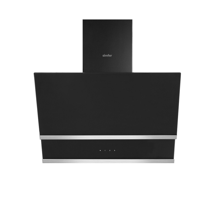 SİMFER - Simfer 8658 60 cm Siyah Eğik Cam Davlumbaz-Touch Kontrol