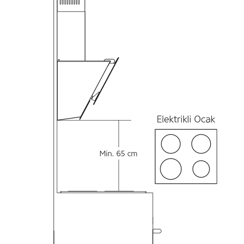 Simfer 9603 60 cm Siyah Eğik Cam Push Buton Davlumbaz